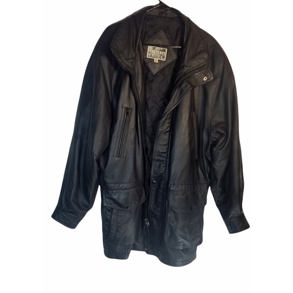Property Men's Leather Jacket Black With Quilted Lining Size XLT